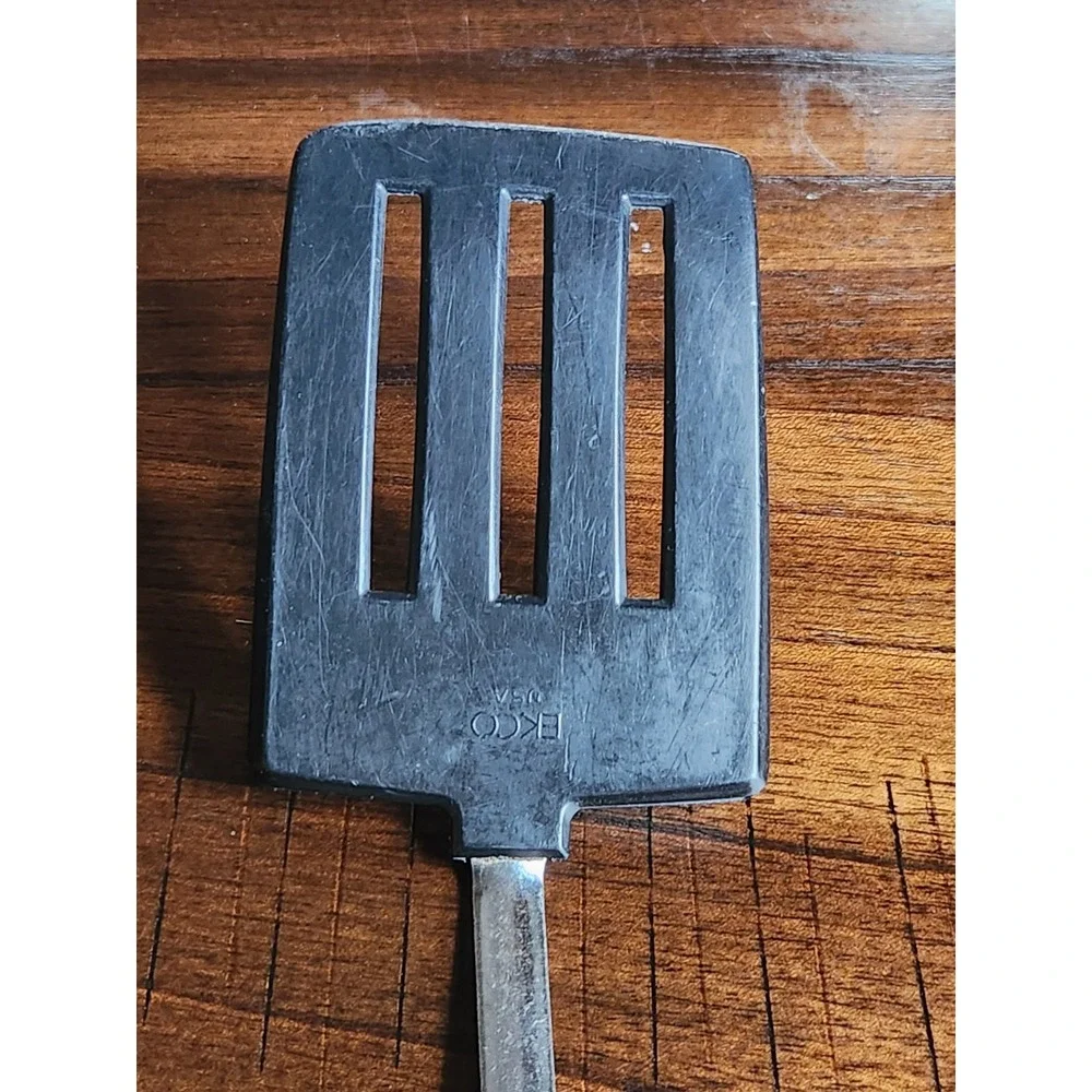 Vintage EKCO Black Nylon & Stainless Steel Slotted Spatula Turner